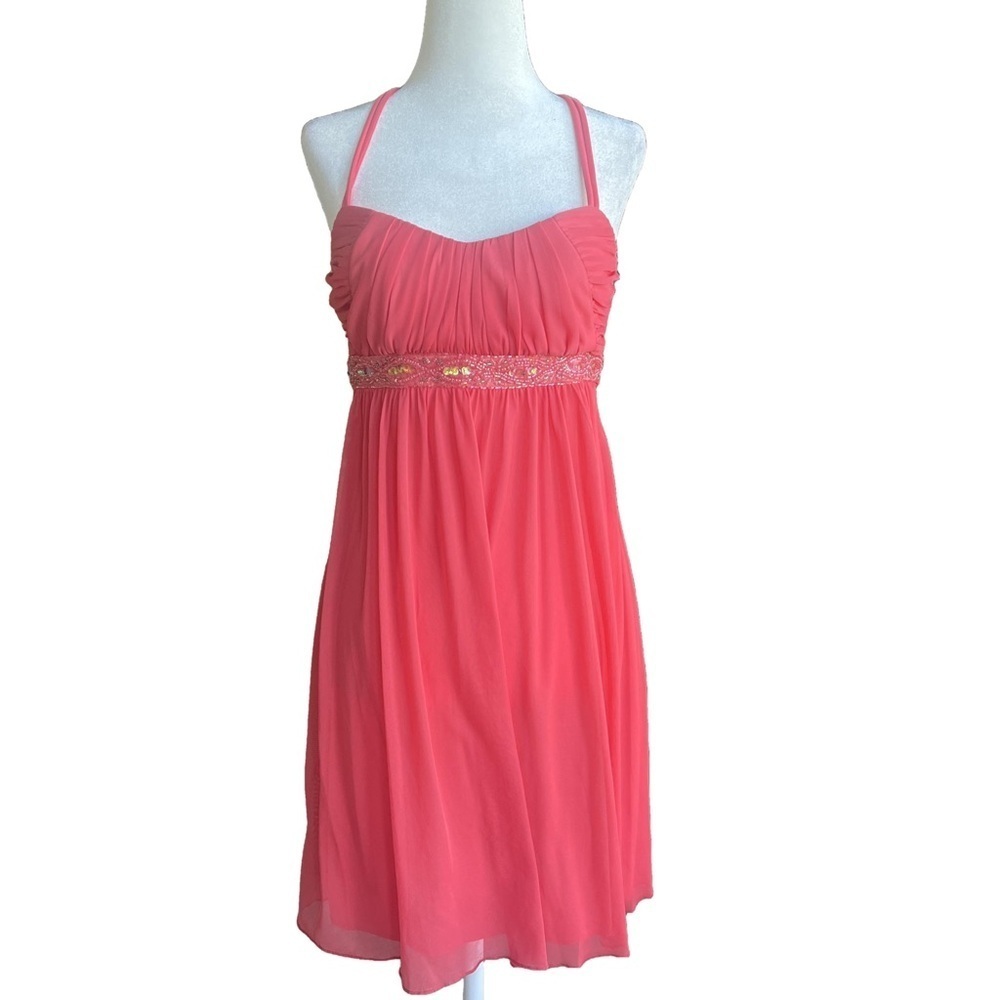 City Triangles Chiffon Cross Back Knee Length party dress